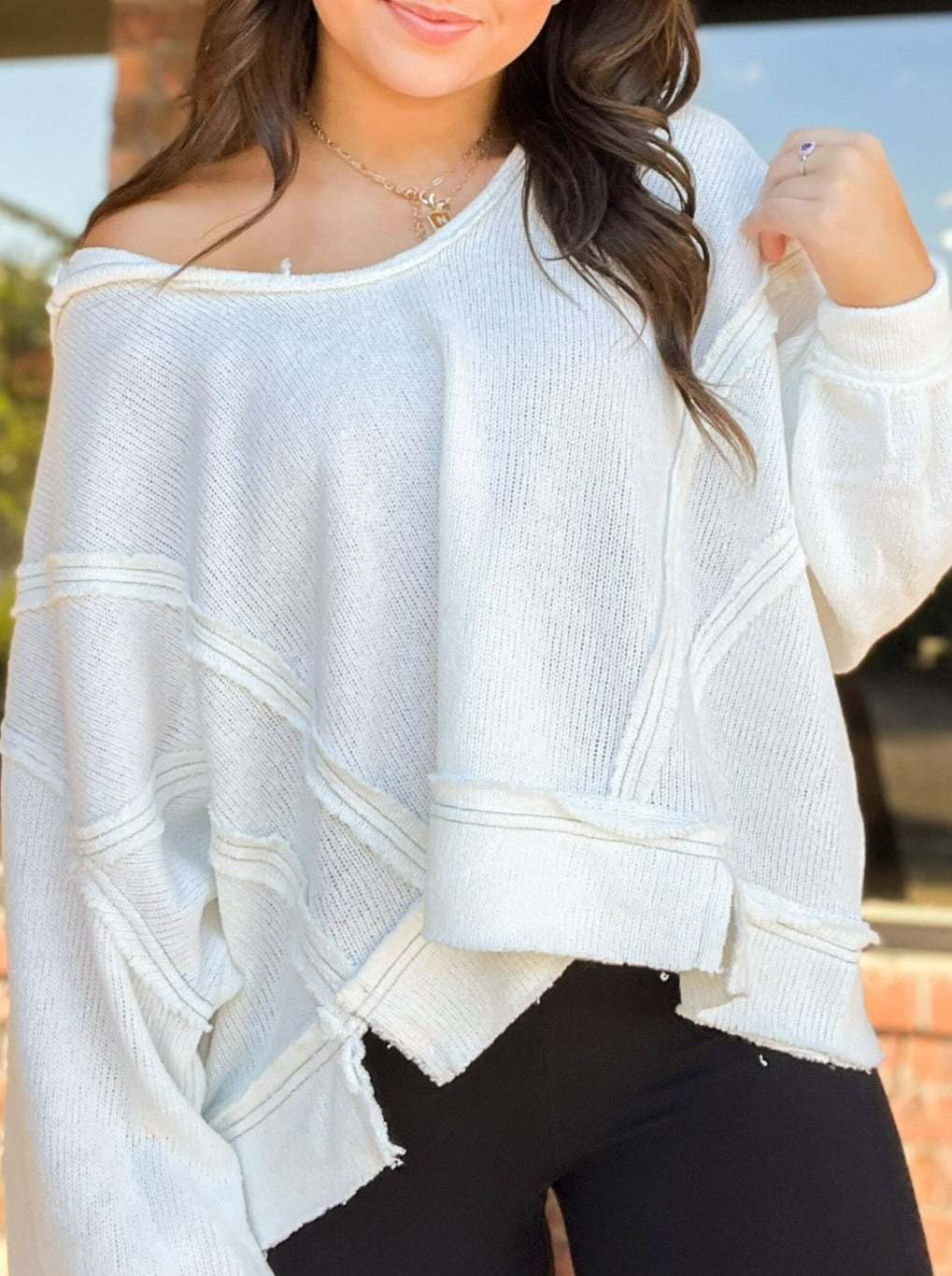 Relaxed Round Neck Knit Pullover-130 - TOPS - SWEATERS/SWEATSHIRTS-POL CLOTHING-[option4]-[option5]-[option6]-Leather & Lace Boutique Shop