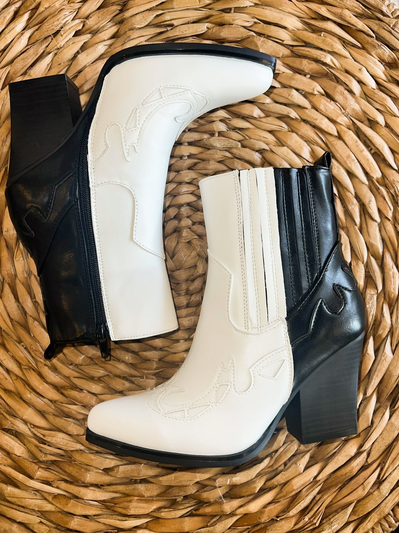 Split Decision Colorblock Western Bootie-180 - SHOES-OLEM-[option4]-[option5]-[option6]-Leather & Lace Boutique Shop