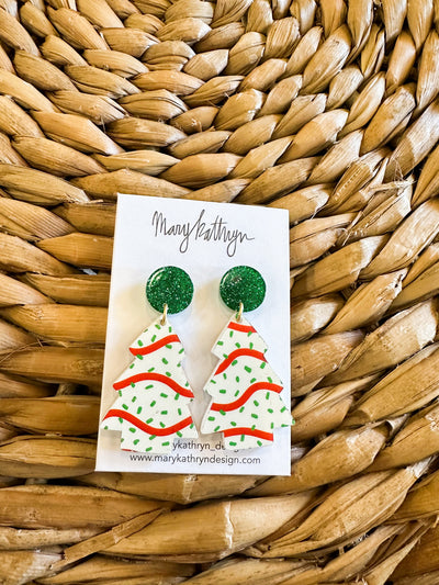 Christmas Tree Cake Earrings-190 - ACCESSORIES - JEWELRY-MARY KATHRYN DESIGN-[option4]-[option5]-[option6]-Leather & Lace Boutique Shop