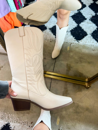 Memphis Cream Cowgirl Boots-180 - SHOES-Leather & Lace - Tuscaloosa/Birmingham-[option4]-[option5]-[option6]-Leather & Lace Boutique Shop