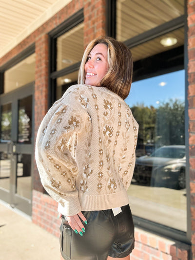 Vintage Floral Relax Fit Sweater-130 - TOPS - SWEATERS/SWEATSHIRTS-PROMESA USA-[option4]-[option5]-[option6]-Leather & Lace Boutique Shop