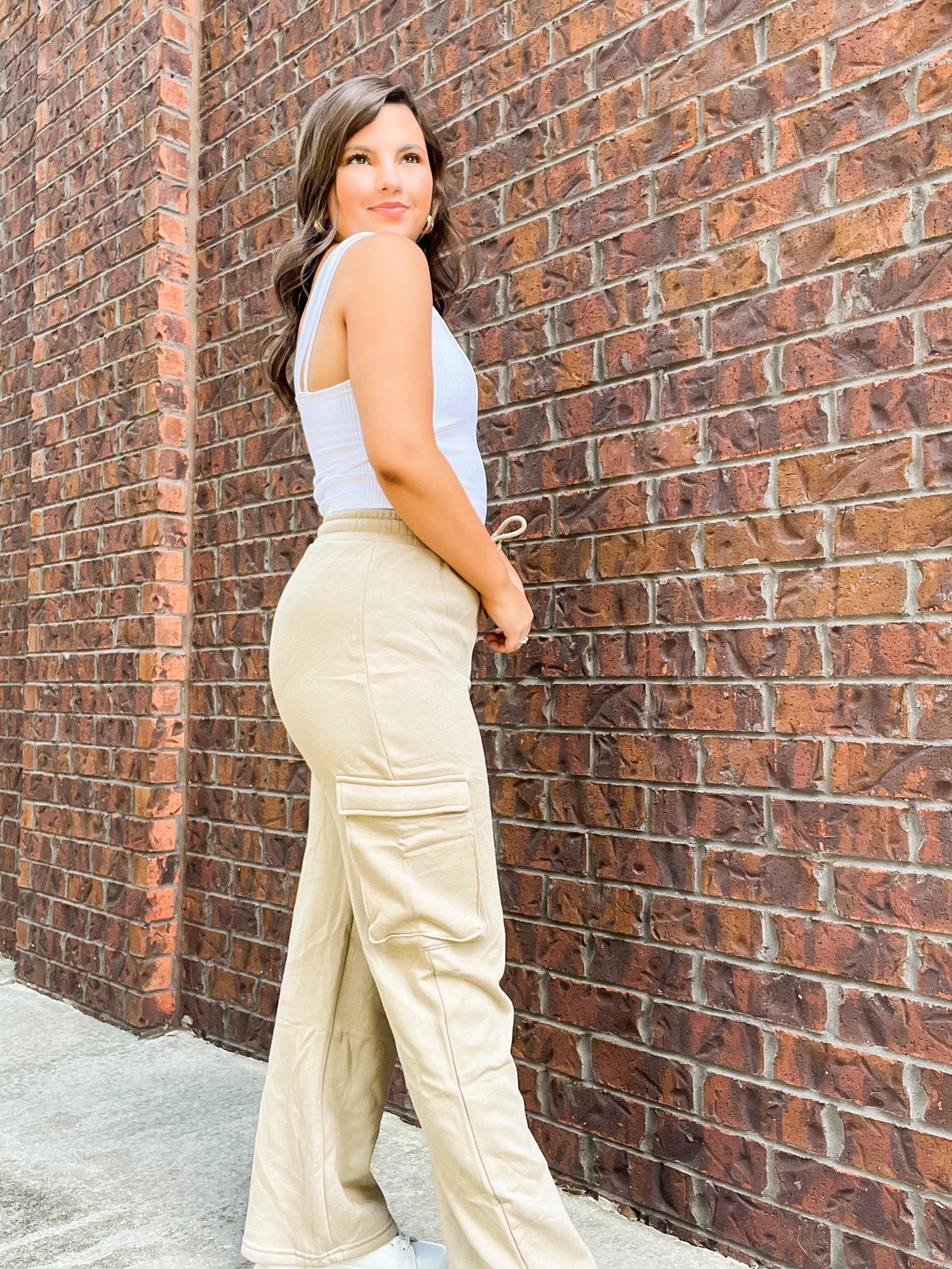 Fleece Cargo Straight Leg Sweatpant-160 - BOTTOMS - OTHER-VANILLA MONKEY-[option4]-[option5]-[option6]-Leather & Lace Boutique Shop