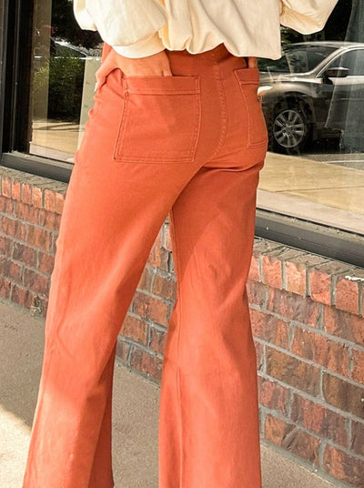 Annie Wide Leg Denim- Rust-150 - BOTTOMS - DENIM-ANNIEWEAR-[option4]-[option5]-[option6]-Leather & Lace Boutique Shop