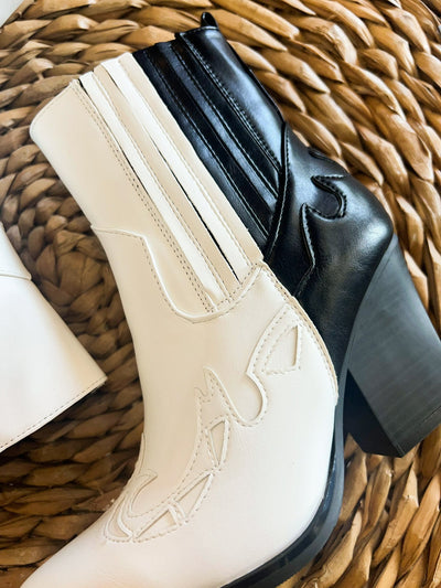 Split Decision Colorblock Western Bootie-180 - SHOES-OLEM-[option4]-[option5]-[option6]-Leather & Lace Boutique Shop