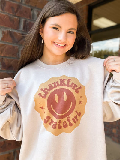 Thankful & Grateful Graphic Sweatshirt-135 - DEMAND GRAPHIC-LEATHER & LACE-[option4]-[option5]-[option6]-Leather & Lace Boutique Shop