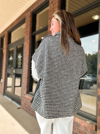 Houndstooth Mixed Textile Shacket-140 - TOPS - LAYERS/OUTERWEAR-POL-[option4]-[option5]-[option6]-Leather & Lace Boutique Shop