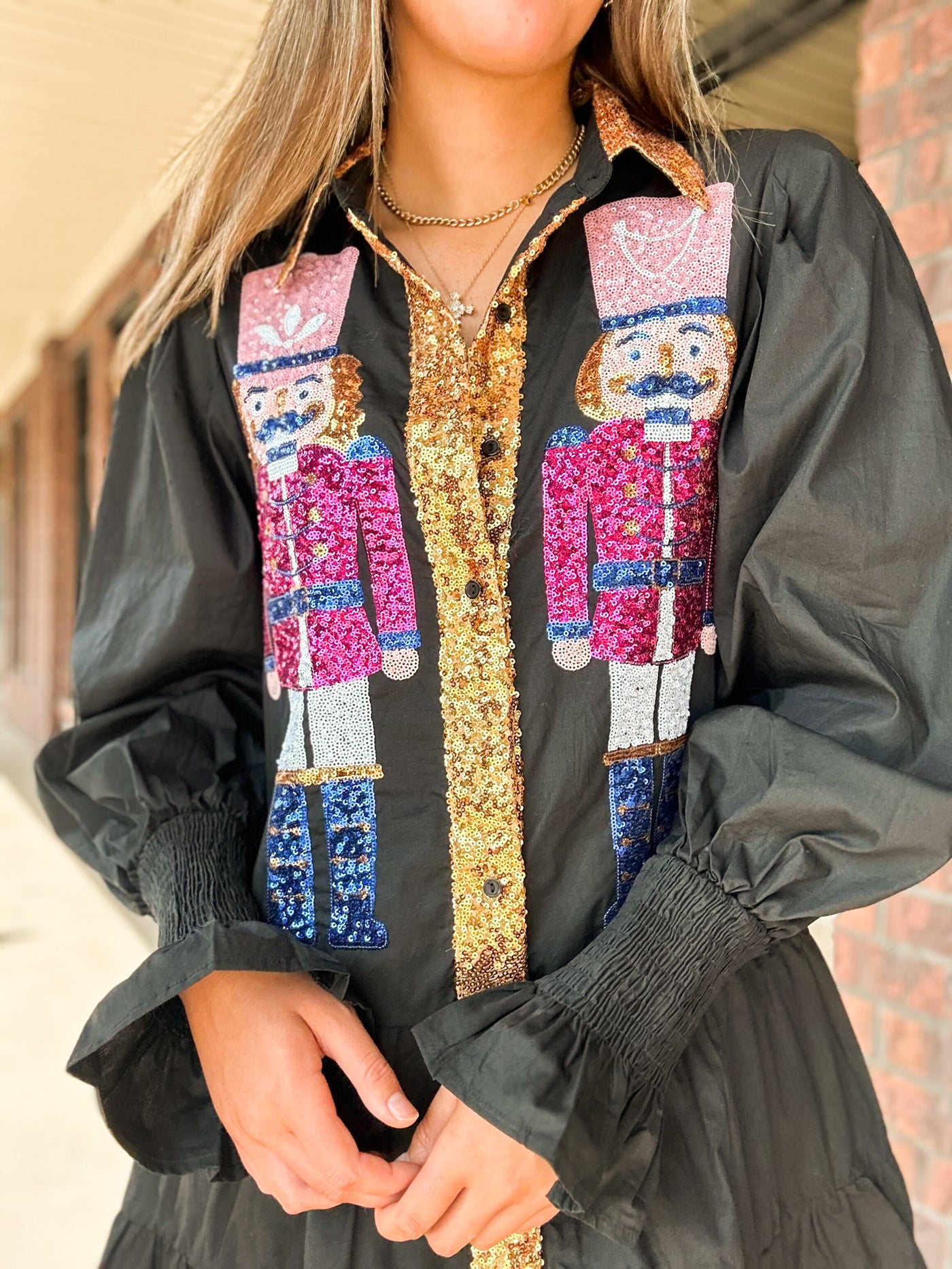 Sequin Nutcracker Tiered Dress-170 - DRESSES / ROMPERS / SETS-FANTASTIC FAWN-[option4]-[option5]-[option6]-Leather & Lace Boutique Shop