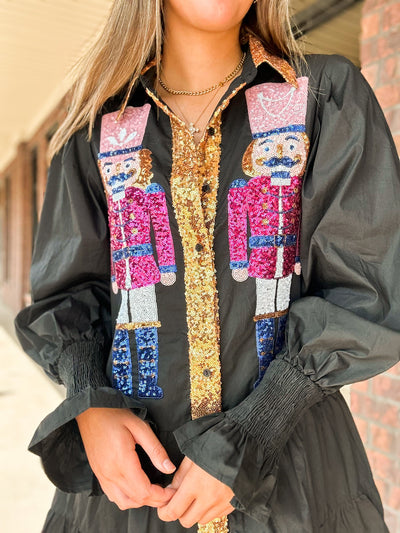 Sequin Nutcracker Tiered Dress-170 - DRESSES / ROMPERS / SETS-FANTASTIC FAWN-[option4]-[option5]-[option6]-Leather & Lace Boutique Shop