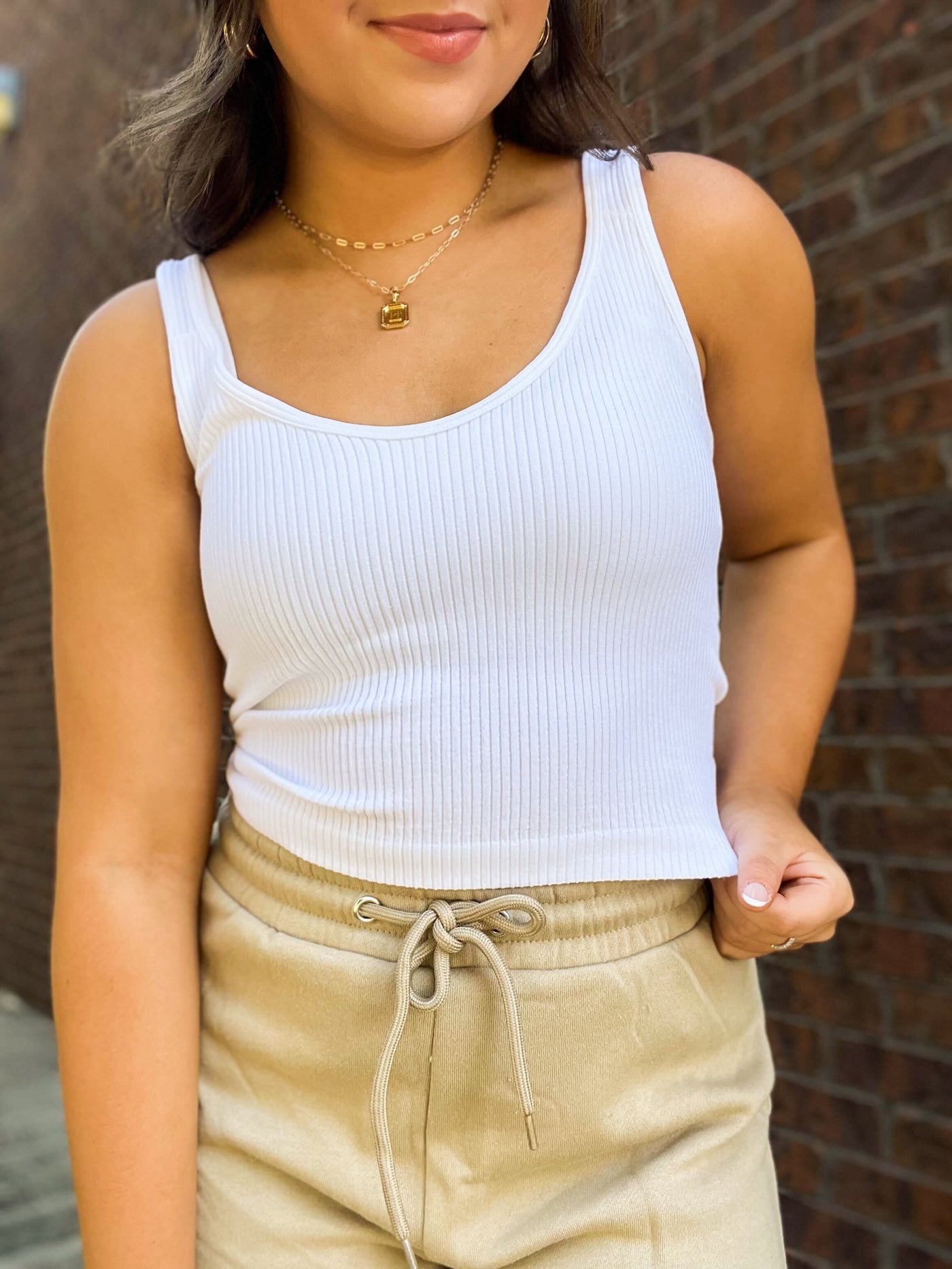 Farrah Cropped Ribbed Brami-100 - TOPS - SHORT SLEEVE/SLEEVELESS-VANILLA MONKEY-White-[option4]-[option5]-[option6]-Leather & Lace Boutique Shop
