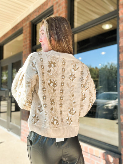 Vintage Floral Relax Fit Sweater-130 - TOPS - SWEATERS/SWEATSHIRTS-PROMESA USA-[option4]-[option5]-[option6]-Leather & Lace Boutique Shop