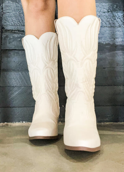 Memphis Cream Cowgirl Boots-180 - SHOES-Leather & Lace - Tuscaloosa/Birmingham-[option4]-[option5]-[option6]-Leather & Lace Boutique Shop