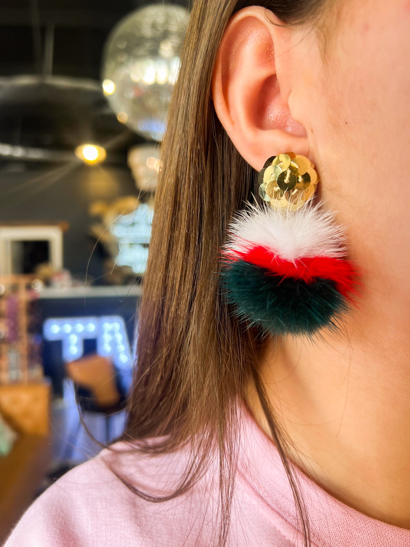 Deck The Halls Puff Earrings-190 - ACCESSORIES - JEWELRY-MARY KATHRYN DESIGN-[option4]-[option5]-[option6]-Leather & Lace Boutique Shop