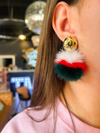 Deck The Halls Puff Earrings-190 - ACCESSORIES - JEWELRY-MARY KATHRYN DESIGN-[option4]-[option5]-[option6]-Leather & Lace Boutique Shop