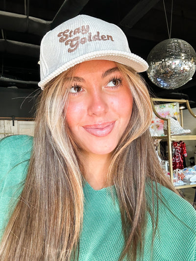 Stay Golden Embroidered Corded Hat-190 - ACCESSORIES - HATS/HEADWEAR-BABE-[option4]-[option5]-[option6]-Leather & Lace Boutique Shop