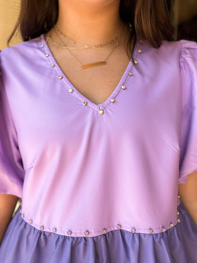 Lavender Color Block Leather Dress-170 - DRESSES / ROMPERS / SETS-PEACH LOVE-[option4]-[option5]-[option6]-Leather & Lace Boutique Shop