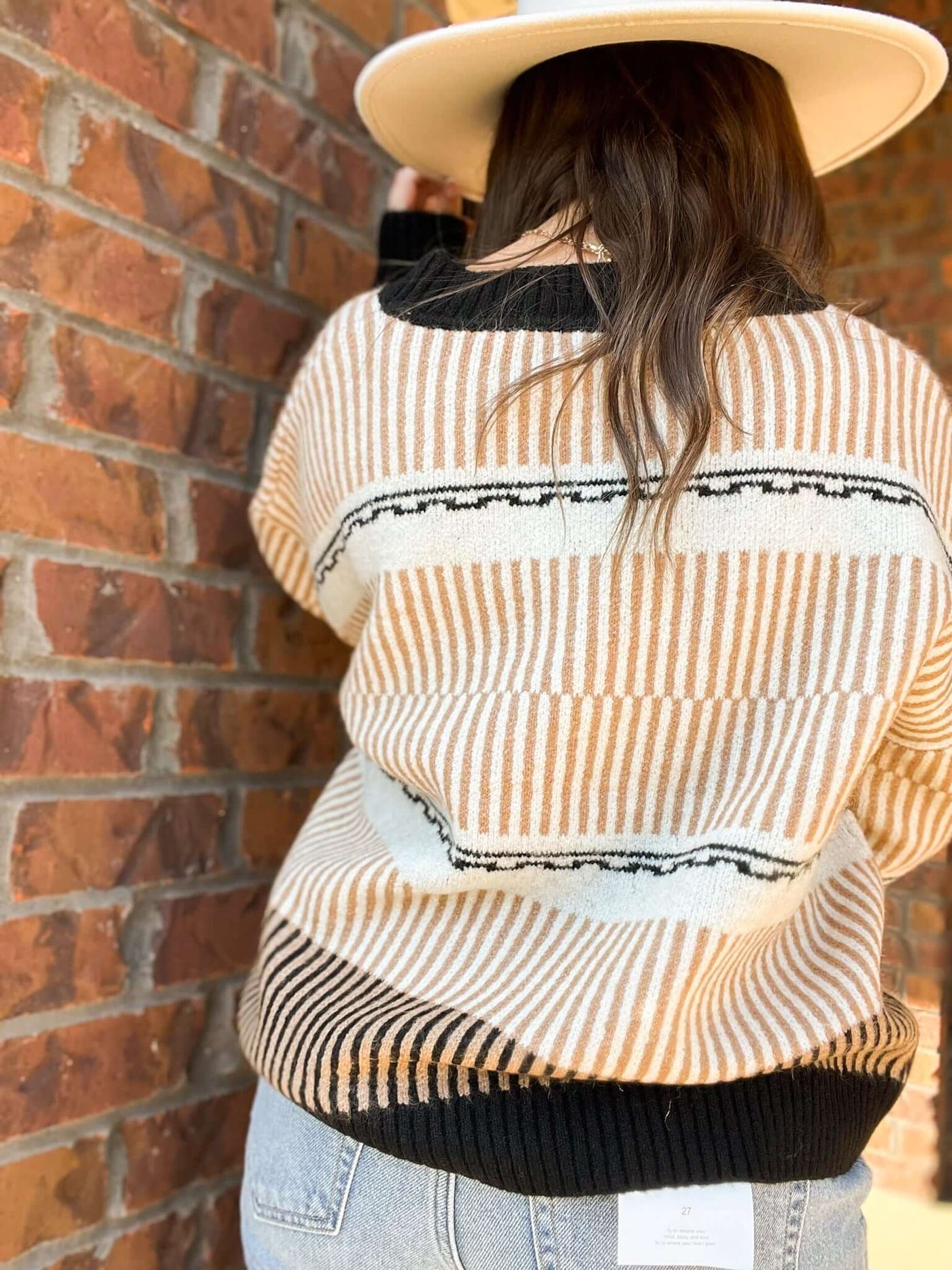 Abstract Stripe Geometric Sweater-130 - TOPS - SWEATERS/SWEATSHIRTS-PROMESA USA-[option4]-[option5]-[option6]-Leather & Lace Boutique Shop