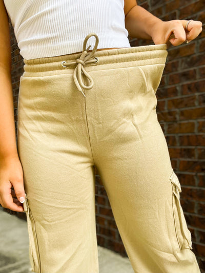 Fleece Cargo Straight Leg Sweatpant-160 - BOTTOMS - OTHER-VANILLA MONKEY-[option4]-[option5]-[option6]-Leather & Lace Boutique Shop