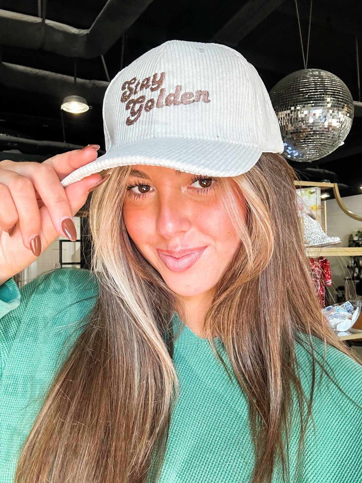 Stay Golden Embroidered Corded Hat-190 - ACCESSORIES - HATS/HEADWEAR-BABE-[option4]-[option5]-[option6]-Leather & Lace Boutique Shop