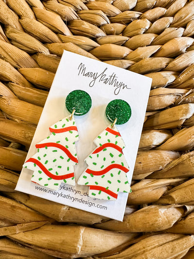 Christmas Tree Cake Earrings-190 - ACCESSORIES - JEWELRY-MARY KATHRYN DESIGN-[option4]-[option5]-[option6]-Leather & Lace Boutique Shop