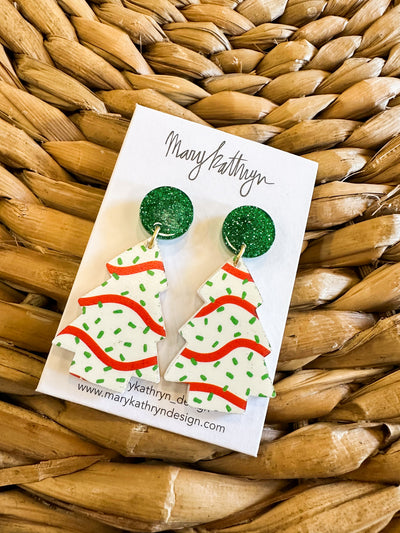 Christmas Tree Cake Earrings-190 - ACCESSORIES - JEWELRY-MARY KATHRYN DESIGN-[option4]-[option5]-[option6]-Leather & Lace Boutique Shop