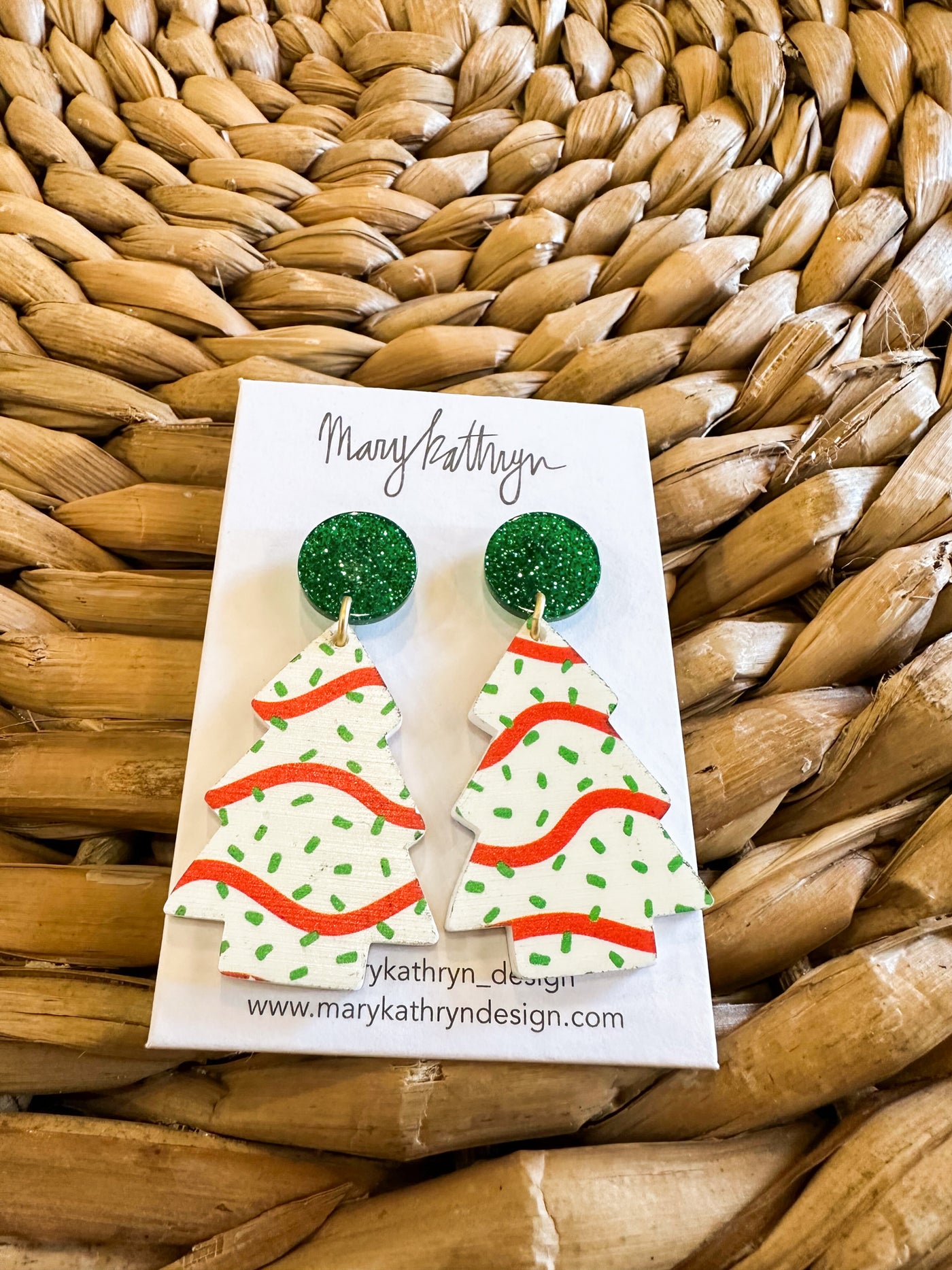 Christmas Tree Cake Earrings-190 - ACCESSORIES - JEWELRY-MARY KATHRYN DESIGN-[option4]-[option5]-[option6]-Leather & Lace Boutique Shop