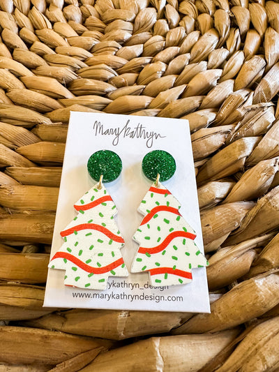 Christmas Tree Cake Earrings-190 - ACCESSORIES - JEWELRY-MARY KATHRYN DESIGN-[option4]-[option5]-[option6]-Leather & Lace Boutique Shop