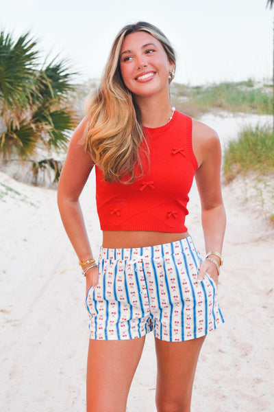 Cherry Cotton Poplin Shorts-160 - BOTTOMS - OTHER-PEACH LOVE-[option4]-[option5]-[option6]-Leather & Lace Boutique Shop