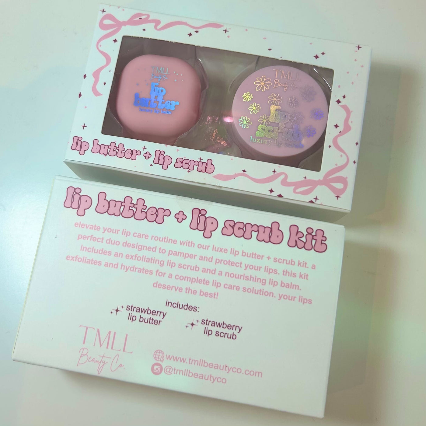 TMLL Strawberry Lip Butter & Scrub Kit-250 - TMLL Beauty Co - Skincare-TMLL Beauty Co-[option4]-[option5]-[option6]-Leather & Lace Boutique Shop