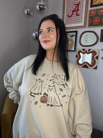 Moonlight Meow Sweatshirt-135 - DEMAND GRAPHIC-LEATHER & LACE-[option4]-[option5]-[option6]-Leather & Lace Boutique Shop