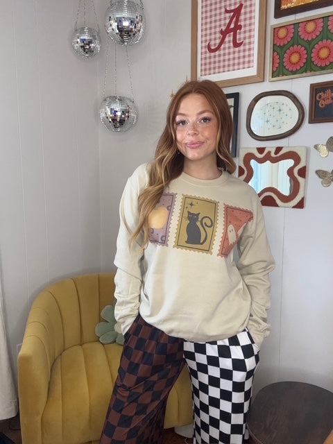 Haunted Postmark Sweatshirt-135 - DEMAND GRAPHIC-LEATHER & LACE-[option4]-[option5]-[option6]-Leather & Lace Boutique Shop