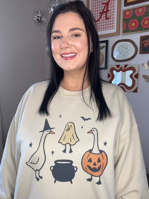 Ghoulish Goose Sweatshirt-135 - DEMAND GRAPHIC-LEATHER & LACE-[option4]-[option5]-[option6]-Leather & Lace Boutique Shop