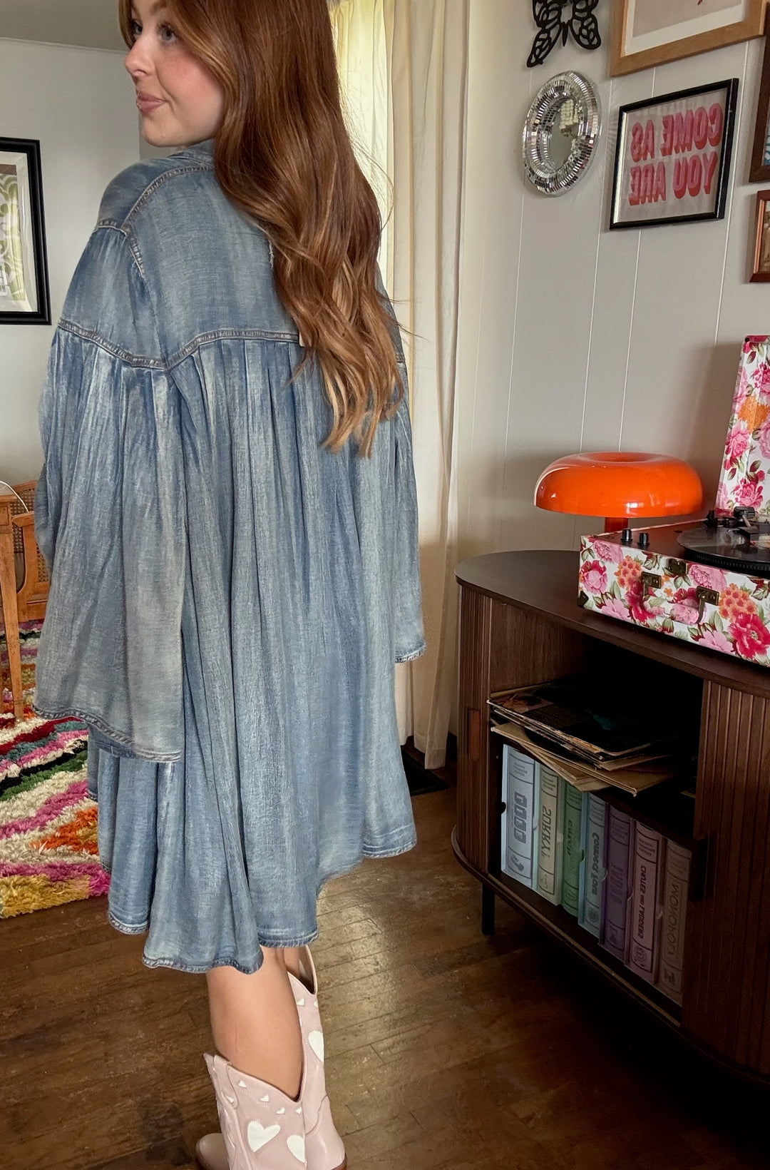 Pleated Together Denim Dress