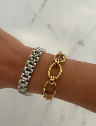 Silver Diamond Watch Band Bracelet-190 - ACCESSORIES - JEWELRY-CHANSUTT PEARLS-[option4]-[option5]-[option6]-Leather & Lace Boutique Shop