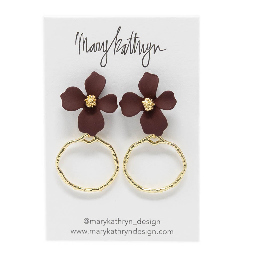 Burgundy Lillian Flower Drop Earrings-210 - ACCESSORIES DROPSHIP-MKD DS-[option4]-[option5]-[option6]-Leather & Lace Boutique Shop