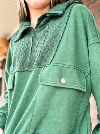 By The Fire Pullover- Hunter Green-130 - TOPS - SWEATERS/SWEATSHIRTS-ODDI-[option4]-[option5]-[option6]-Leather & Lace Boutique Shop