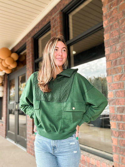 By The Fire Pullover- Hunter Green-130 - TOPS - SWEATERS/SWEATSHIRTS-ODDI-[option4]-[option5]-[option6]-Leather & Lace Boutique Shop