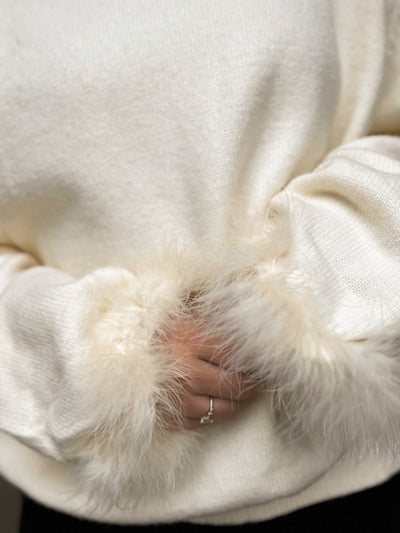 First Snowfall Fur Sleeve Top-110 - TOPS - LONG SLEEVE-KLESIS-[option4]-[option5]-[option6]-Leather & Lace Boutique Shop
