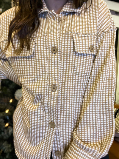 Coffee & Cream Check Shacket-140 - TOPS - LAYERS/OUTERWEAR-VERY J-[option4]-[option5]-[option6]-Leather & Lace Boutique Shop