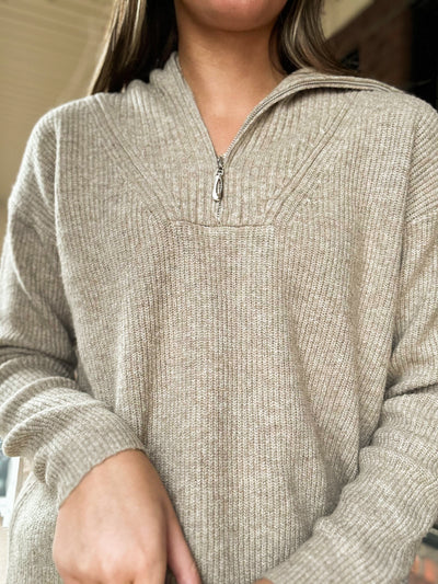 Coast To Coast Oatmeal Sweater-130 - TOPS - SWEATERS/SWEATSHIRTS-BE COOL-[option4]-[option5]-[option6]-Leather & Lace Boutique Shop