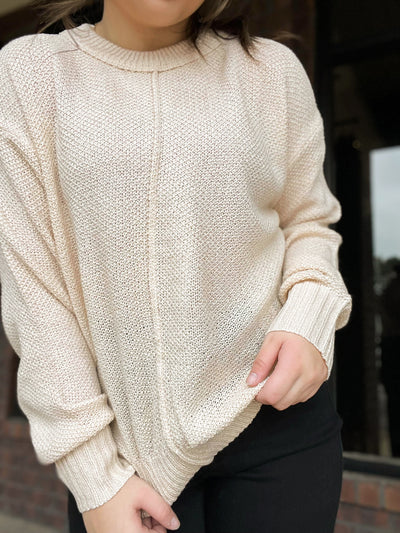 Shoreline Sweater- Cream-130 - TOPS - SWEATERS/SWEATSHIRTS-BE COOL-[option4]-[option5]-[option6]-Leather & Lace Boutique Shop