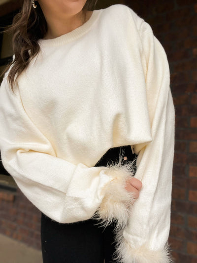 First Snowfall Fur Sleeve Top-110 - TOPS - LONG SLEEVE-KLESIS-[option4]-[option5]-[option6]-Leather & Lace Boutique Shop