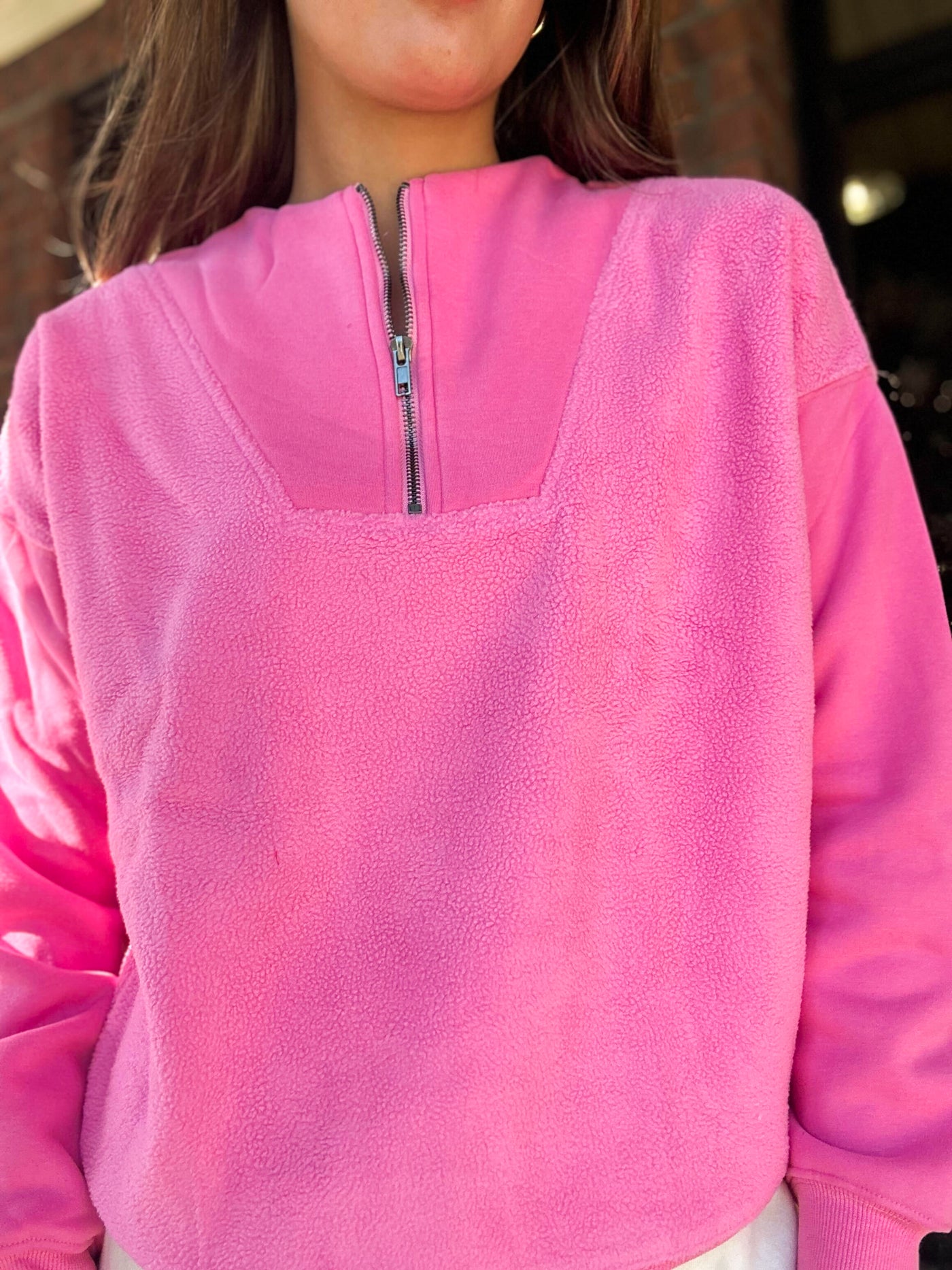 Winter Brights Quarter Zip- Pink-140 - TOPS - LAYERS/OUTERWEAR-TCEC-[option4]-[option5]-[option6]-Leather & Lace Boutique Shop