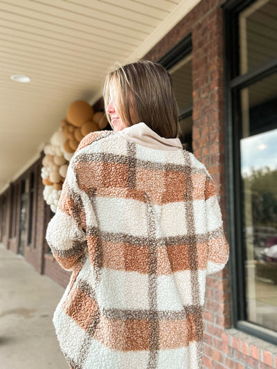 Mocha Sherpa Jacket-140 - TOPS - LAYERS/OUTERWEAR-FIRST LOVE-[option4]-[option5]-[option6]-Leather & Lace Boutique Shop
