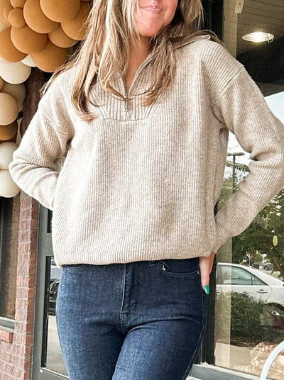 Coast To Coast Oatmeal Sweater-130 - TOPS - SWEATERS/SWEATSHIRTS-BE COOL-[option4]-[option5]-[option6]-Leather & Lace Boutique Shop