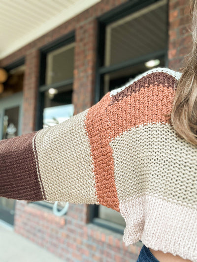 I'm Falling Striped Crochet Sweater-130 - TOPS - SWEATERS/SWEATSHIRTS-LE LIS-[option4]-[option5]-[option6]-Leather & Lace Boutique Shop