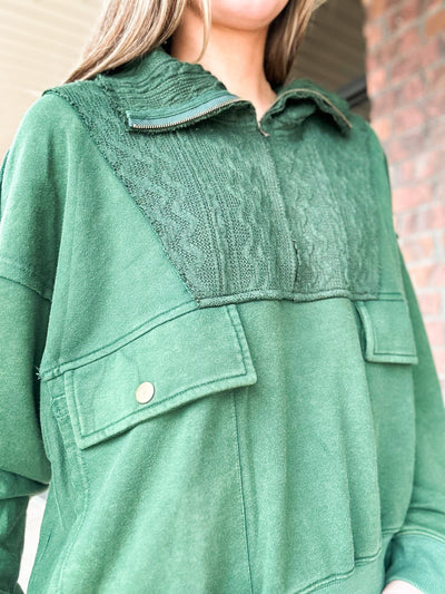 By The Fire Pullover- Hunter Green-130 - TOPS - SWEATERS/SWEATSHIRTS-ODDI-[option4]-[option5]-[option6]-Leather & Lace Boutique Shop