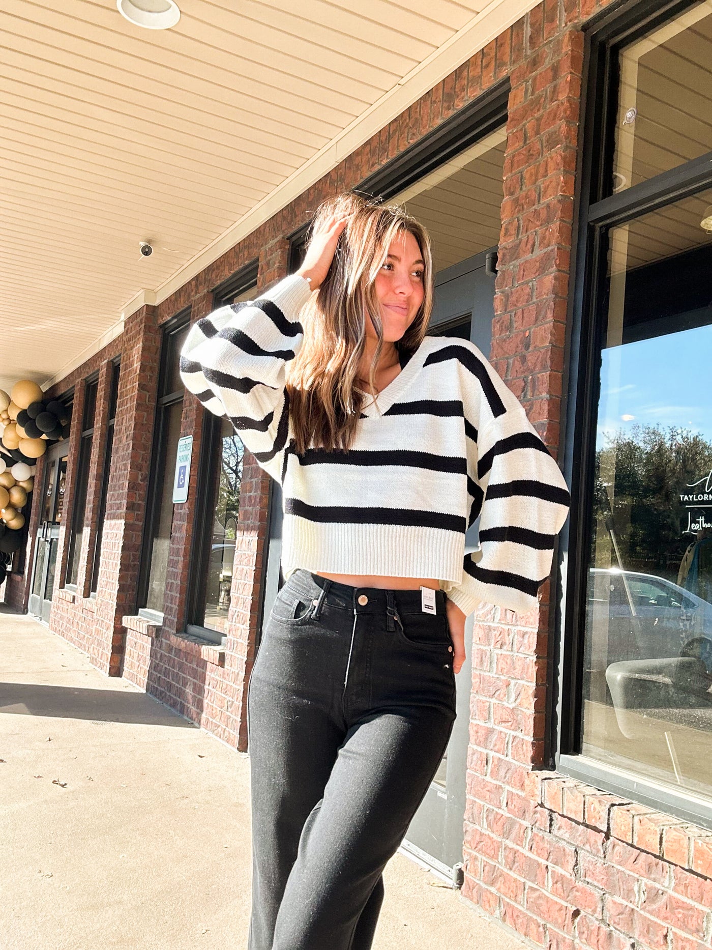 Sophie Cropped Striped Sweater-110 - TOPS - LONG SLEEVE-EESOME-[option4]-[option5]-[option6]-Leather & Lace Boutique Shop