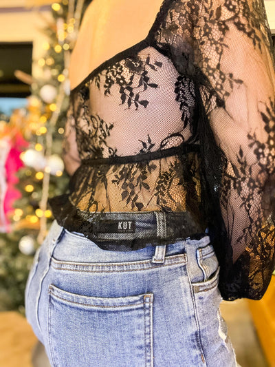 Hey Babe Lace Peplum Top-110 - TOPS - LONG SLEEVE-HEY BABE-[option4]-[option5]-[option6]-Leather & Lace Boutique Shop