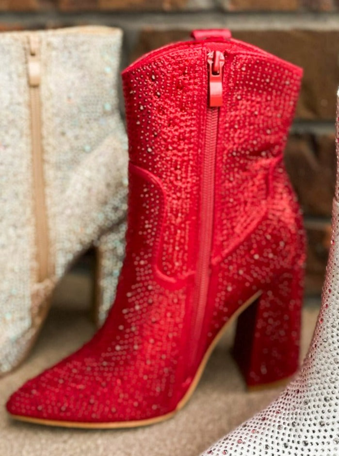 Seeing Red Rhinestone Booties-180 - SHOES-FOREVER LINK-[option4]-[option5]-[option6]-Leather & Lace Boutique Shop