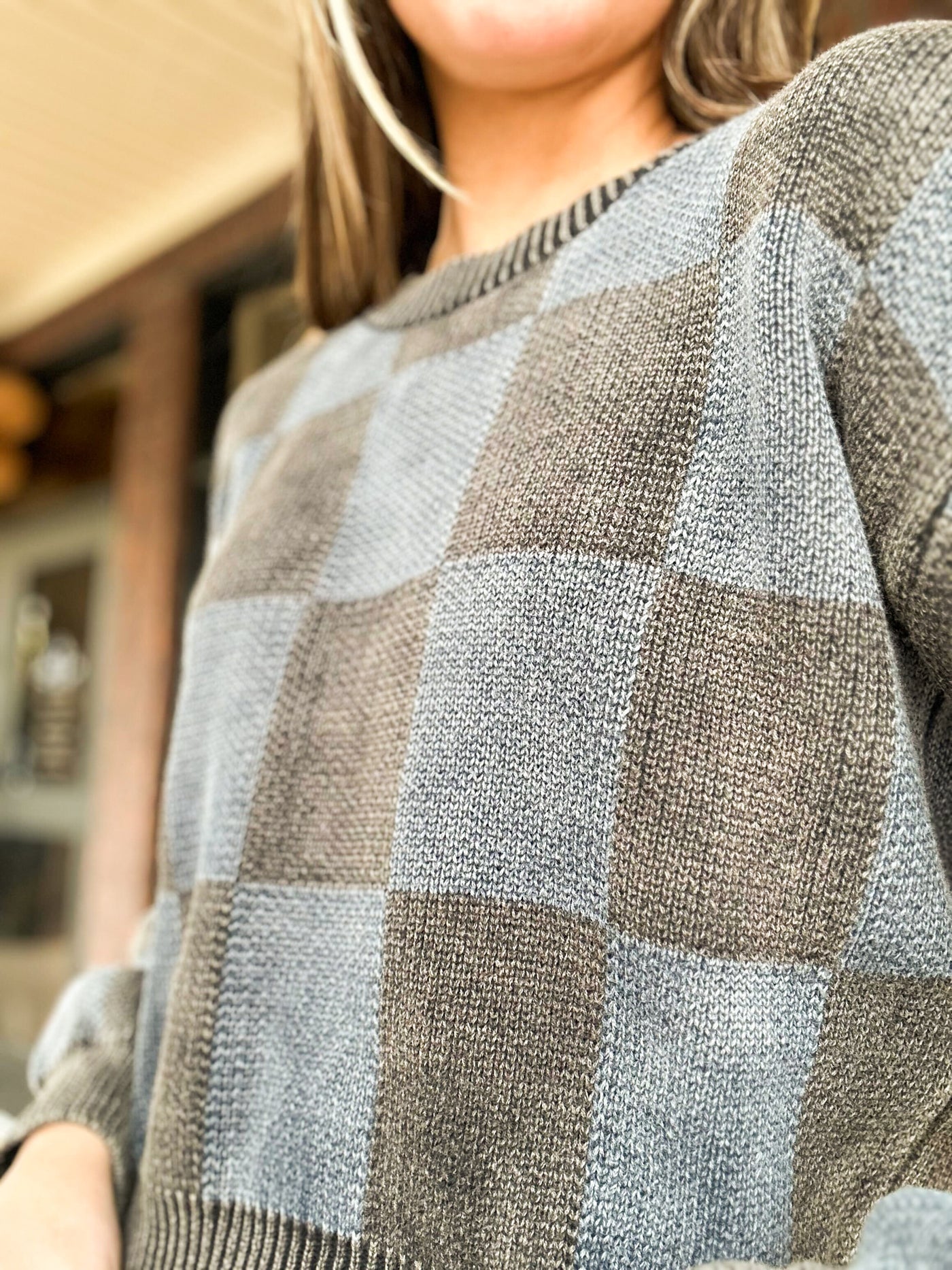Staying In Checkered Sweater-130 - TOPS - SWEATERS/SWEATSHIRTS-AKAIV-[option4]-[option5]-[option6]-Leather & Lace Boutique Shop
